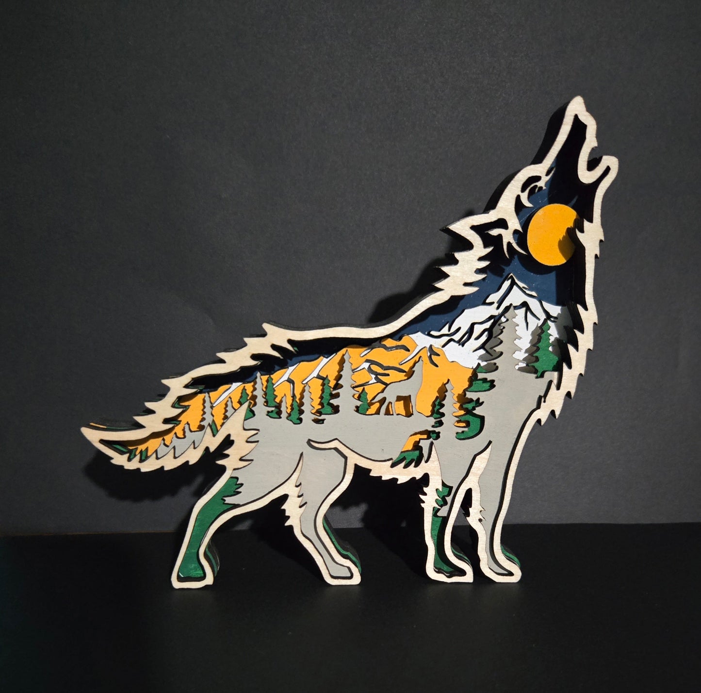 3D Layered Wood Wolf