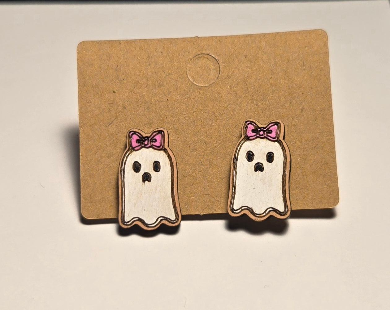 Wood Stud Earrings- Ghost