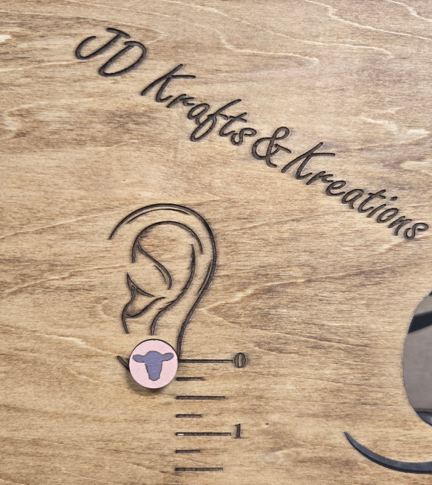 Wood Stud Earrings-Cow Head
