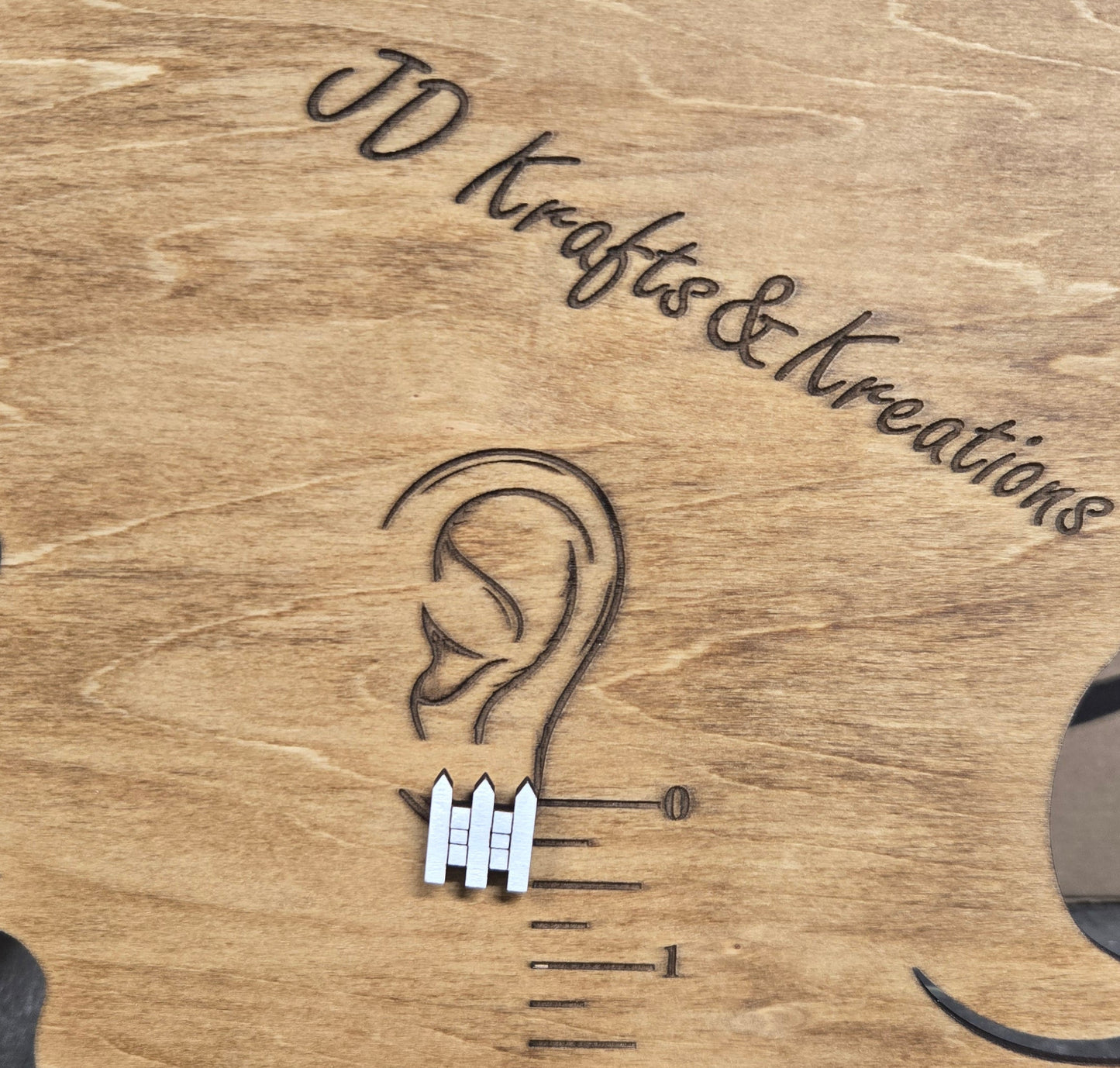 Wood Stud Earrings- White Picket Fence