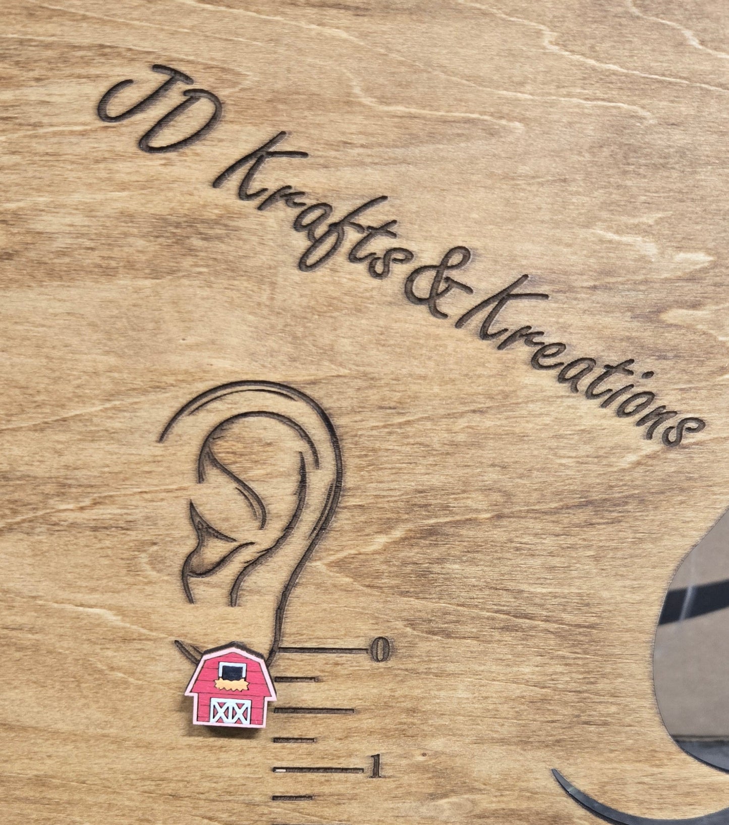 Wood Stud Earrings- Barn