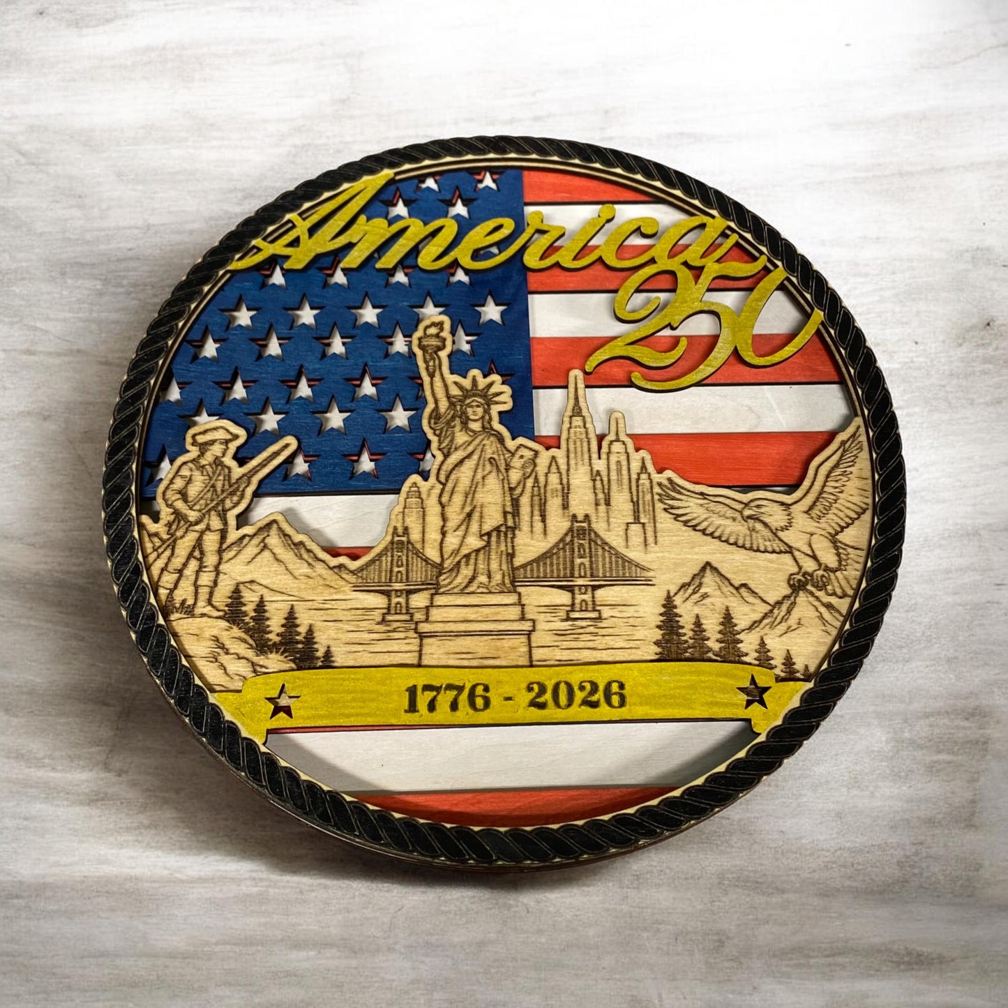 3D Layered Wood- American Flag 250th Anniversary