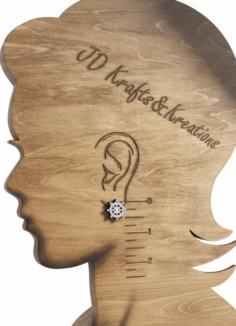 Wood Stud Earrings- Captain's Wheel