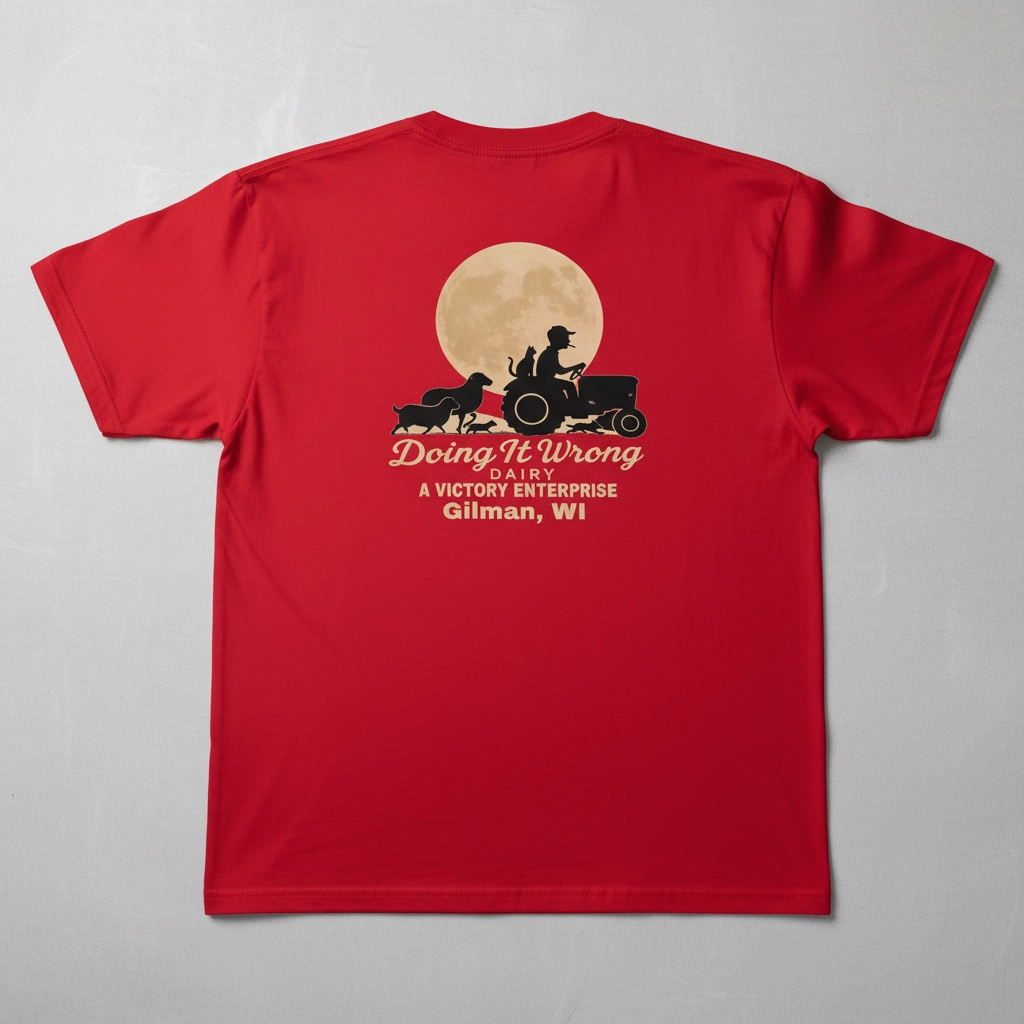 Doing It Wrong Dairy Enterprise T-Shirt (tan colored logo)