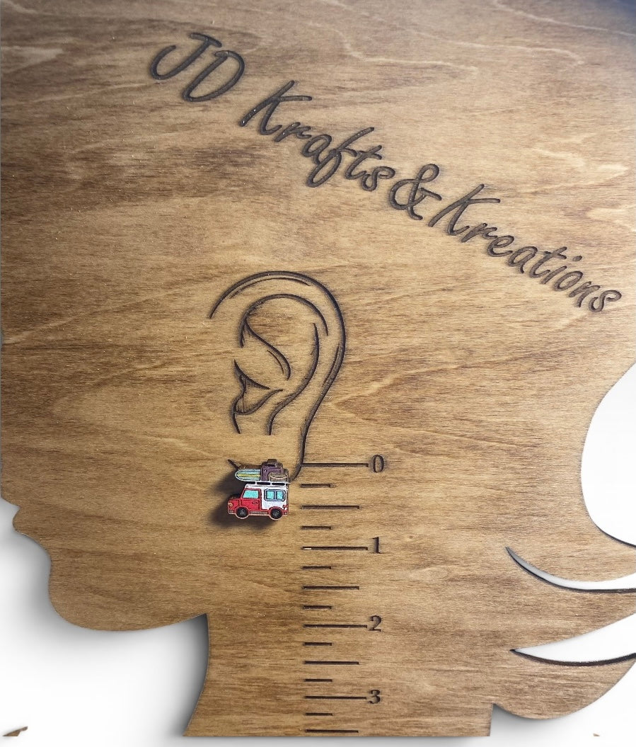 Wood Stud Earrings- Camper Truck