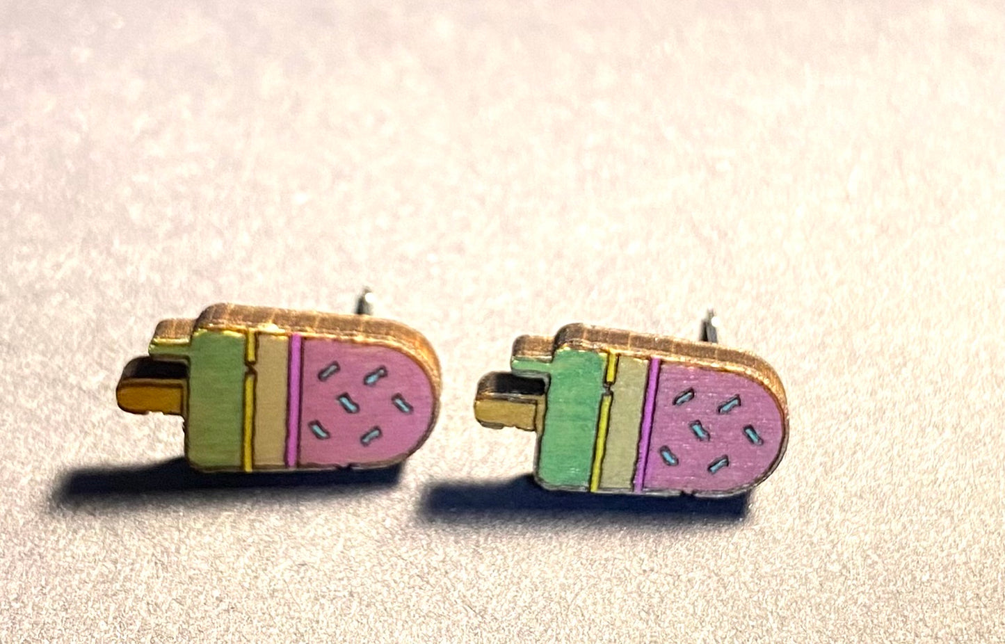 Wood Stud Earrings- Popsicles
