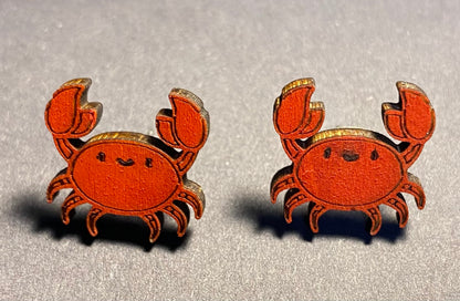Wood Stud Earrings- Crab
