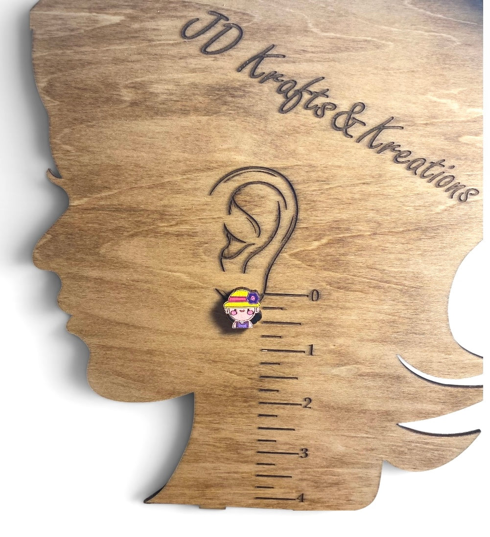 Wood Stud Earrings- Summer Girl