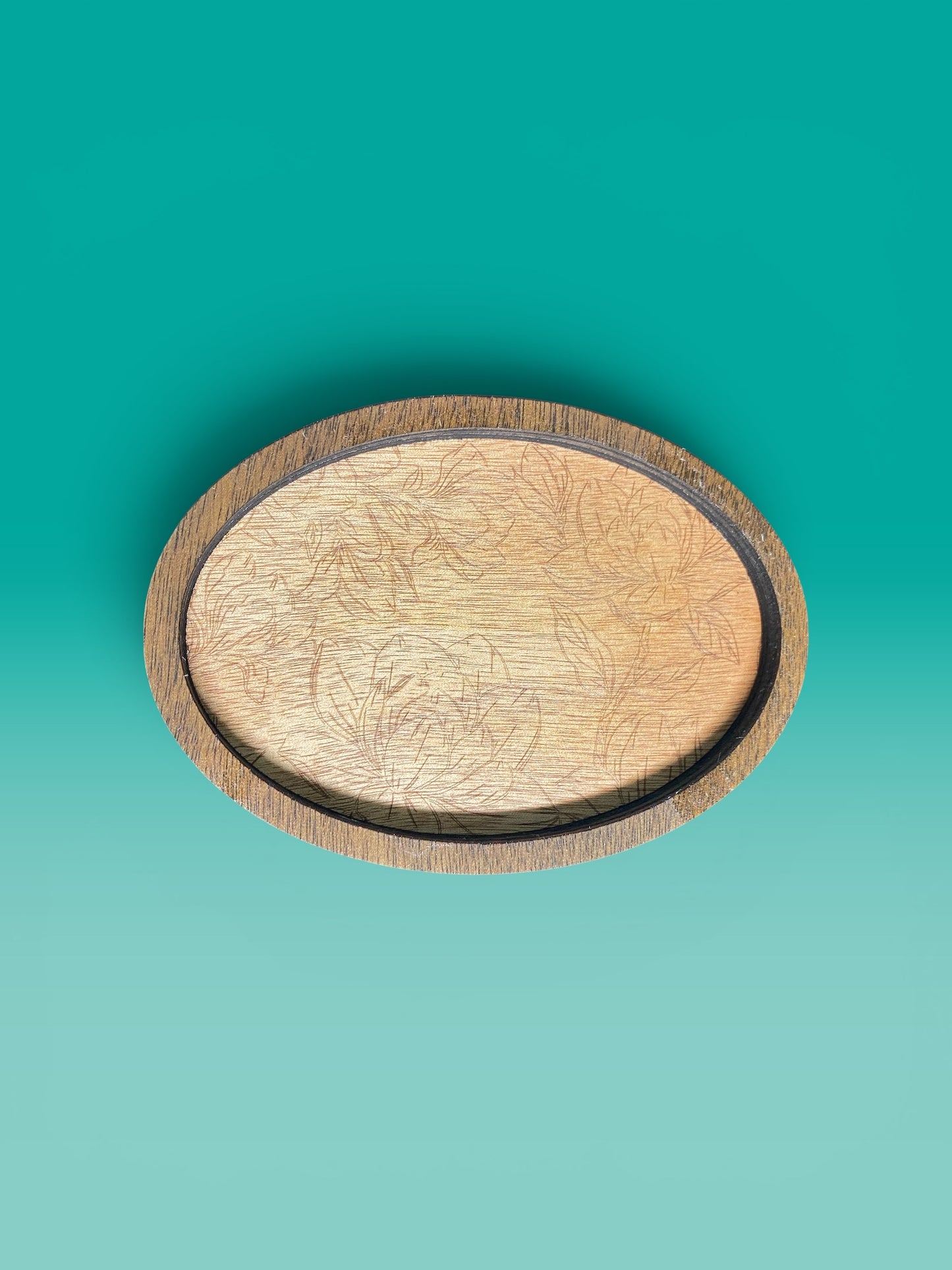 Round Wood Trinkets with Flower Inlay