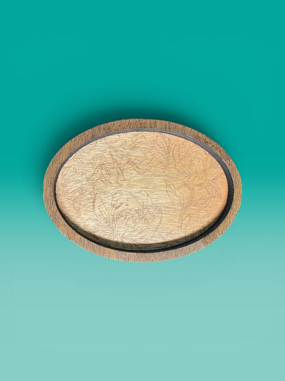 Round Wood Trinkets with Flower Inlay