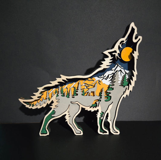 3D Layered Wood Wolf