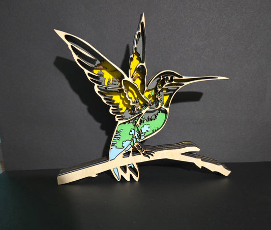 3D Layered Wood Hummingbird