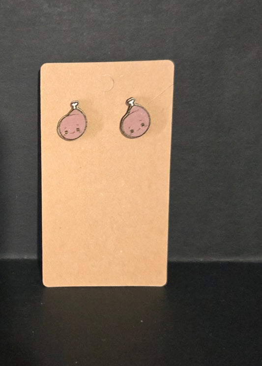 Wood Stud Earrings- Chicken Legs