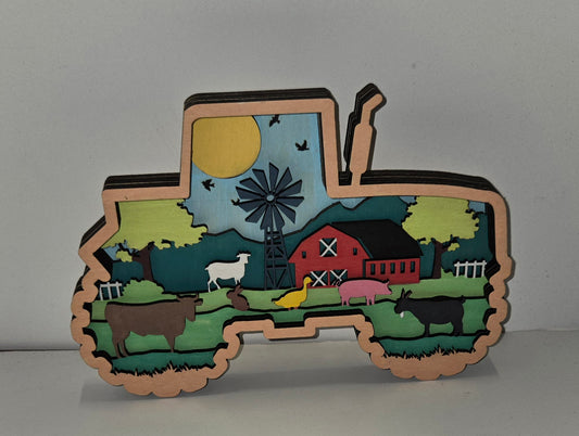 3D Layered Wood Tractor