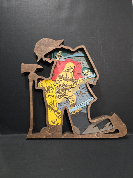 3D Layered Wood Firefighter