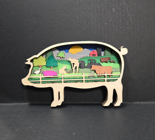 3D Layered Wood Pig
