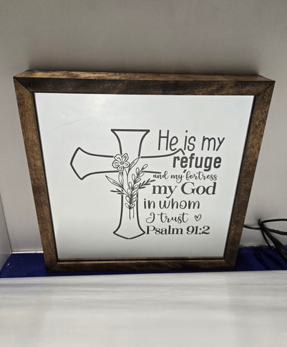 He Is My Refuge Light Box