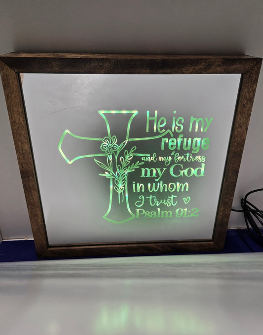 He Is My Refuge Light Box