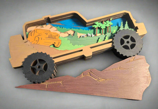 3D Layered Wood Off Road Jeep