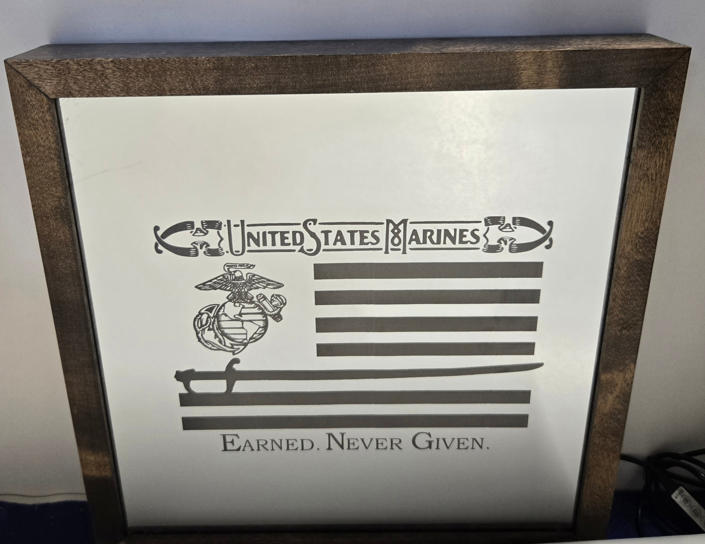 Marines Slogan Flag Mirror Light Box