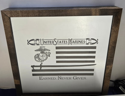 Marines Slogan Flag Mirror Light Box