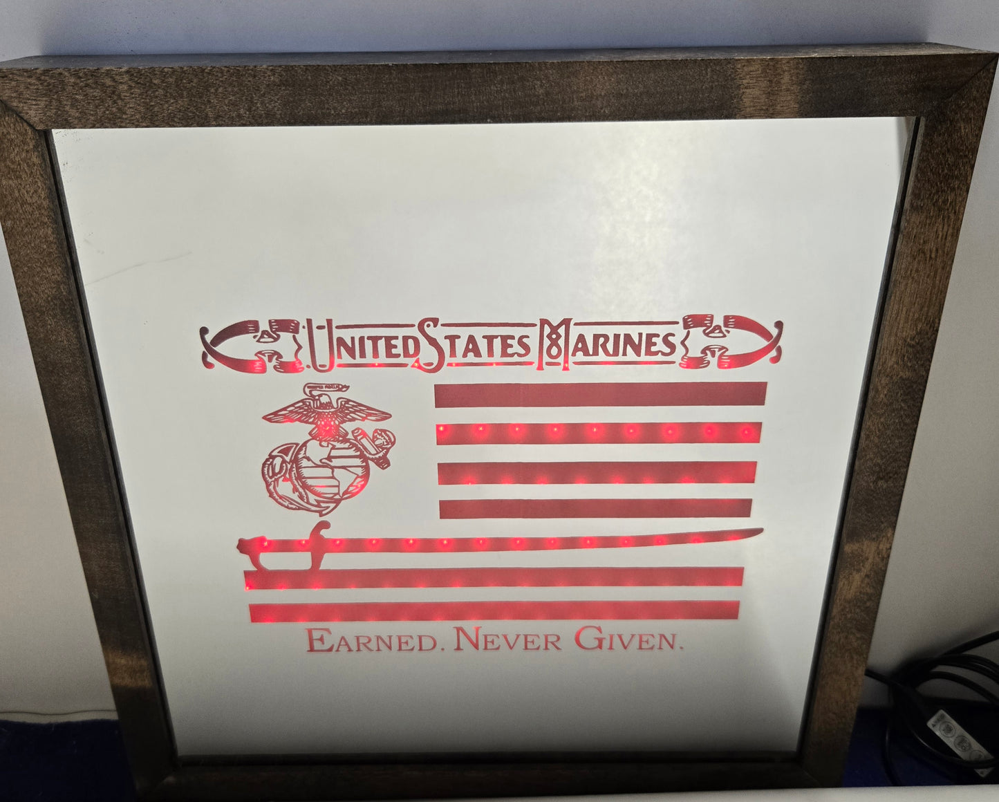 Marines Slogan Flag Mirror Light Box