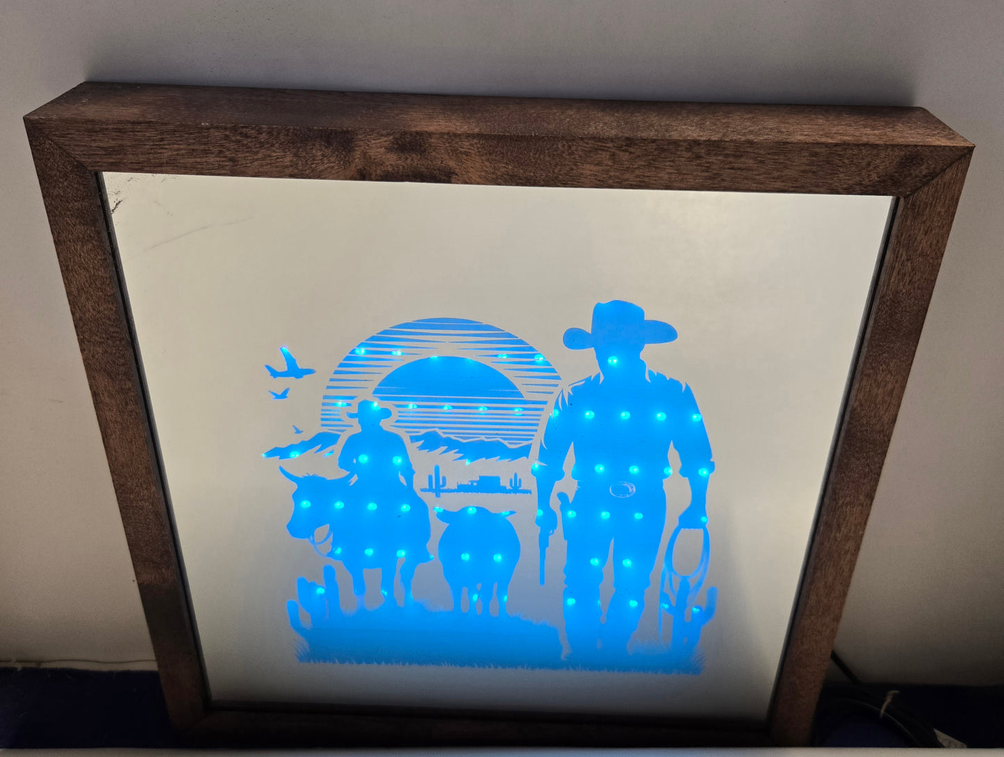 Cowboys In Sunset Mirror Light Box