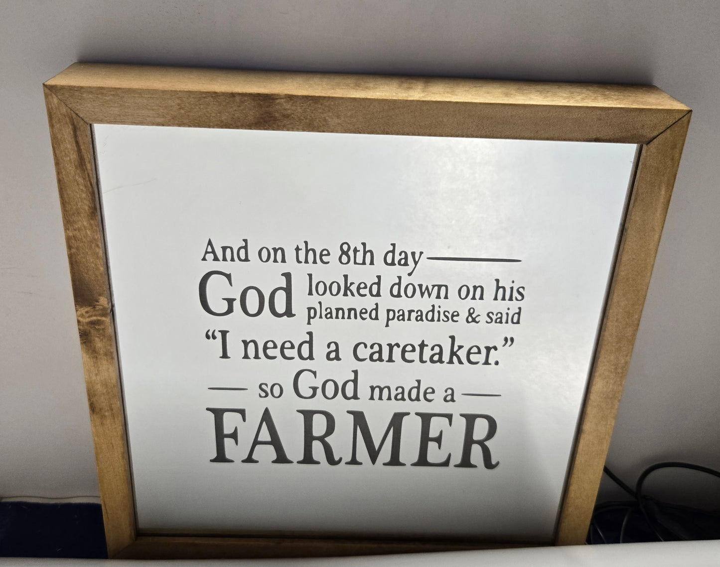 God Made A Farmer Mirror Light Box