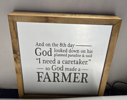 God Made A Farmer Mirror Light Box
