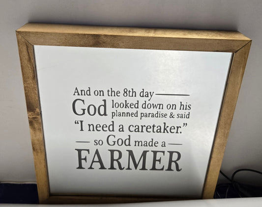 God Made A Farmer Mirror Light Box