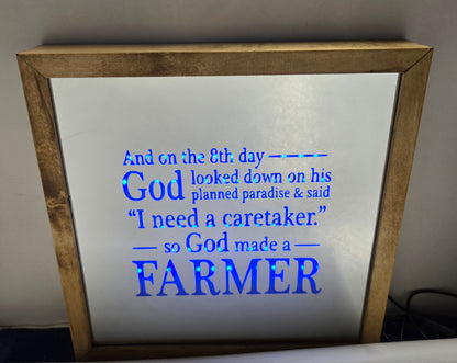 God Made A Farmer Mirror Light Box