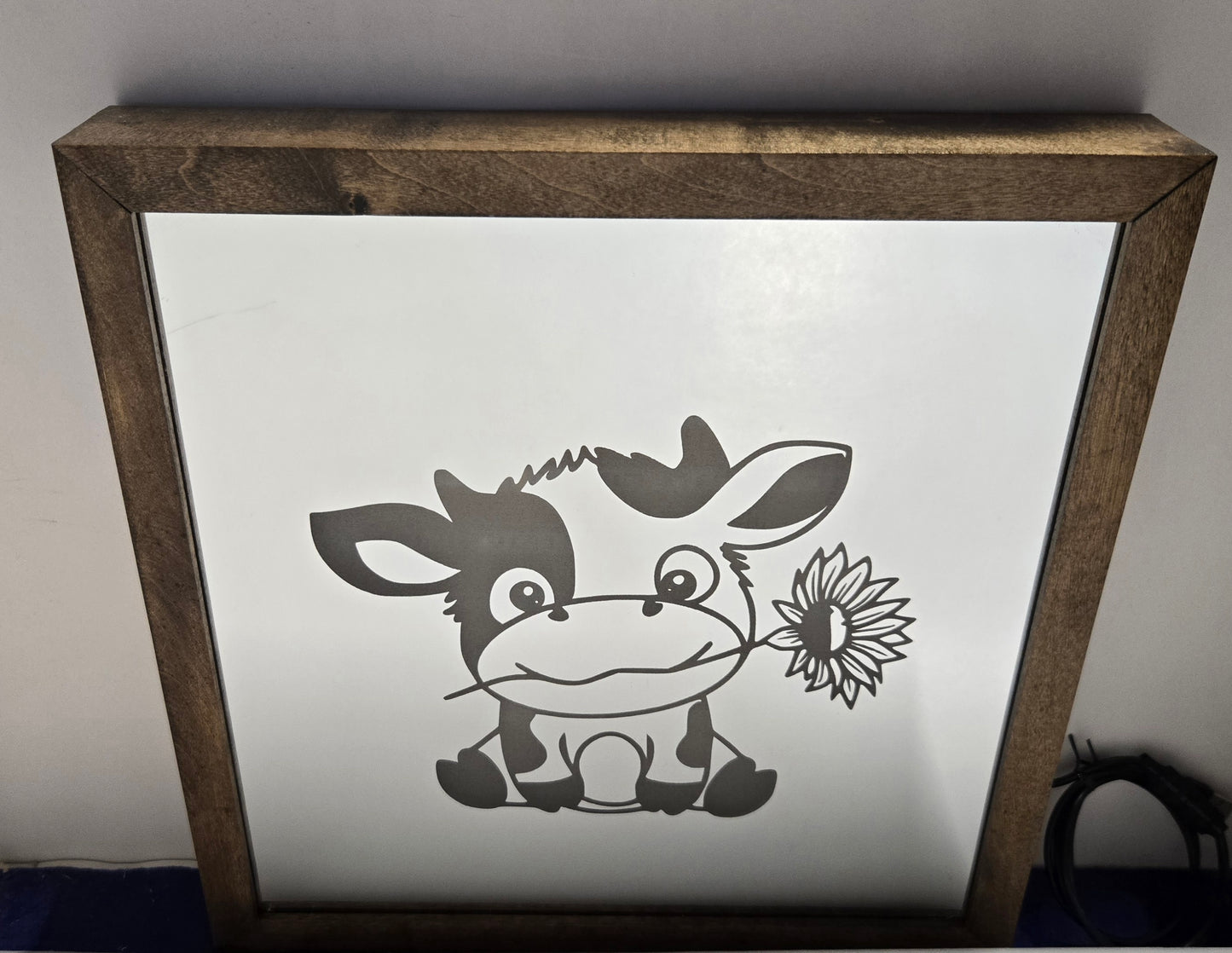 Cow with Sunflower Mirror Light Box