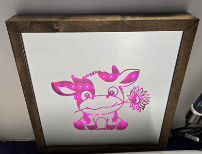 Cow with Sunflower Mirror Light Box