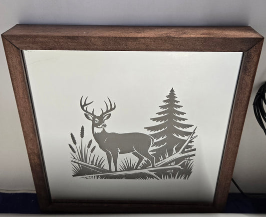Deer with Tree Mirror Light Box