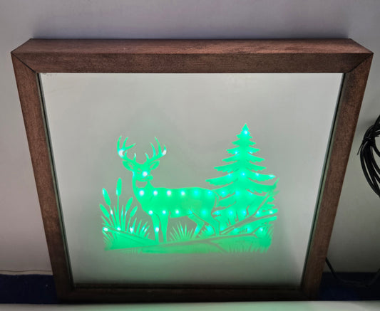 Deer with Tree Mirror Light Box
