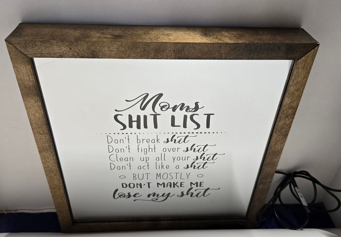 Mom's List Mirror Light Box