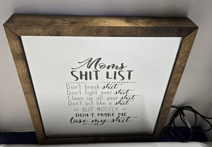 Mom's List Mirror Light Box