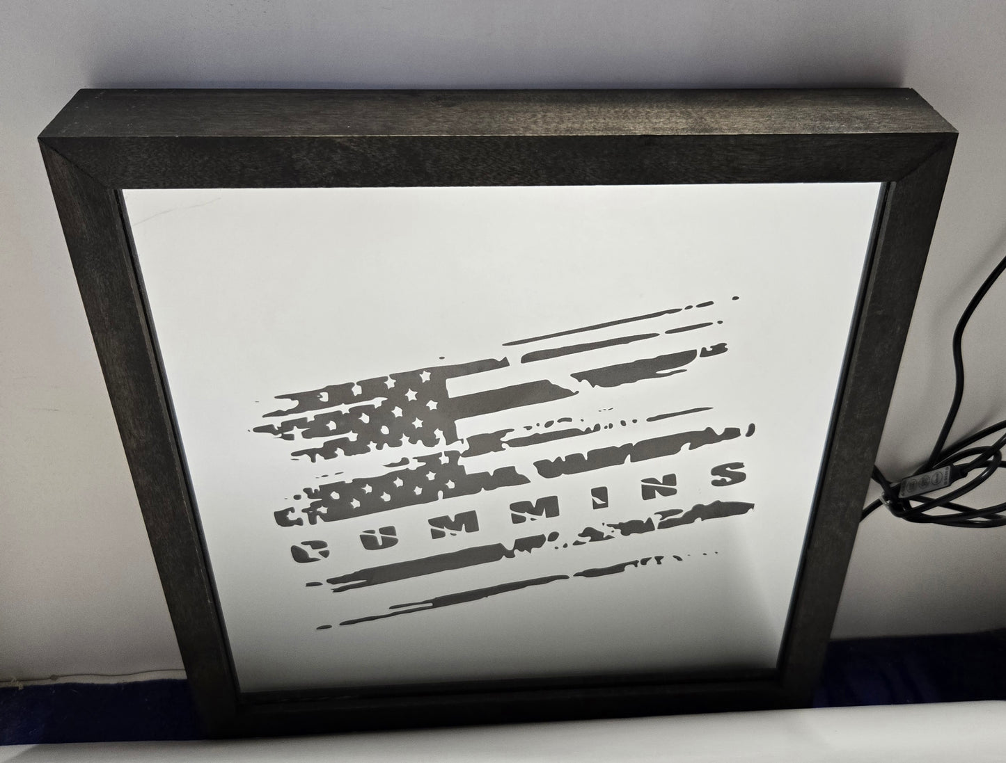 Cummins Flag Mirror Light Box