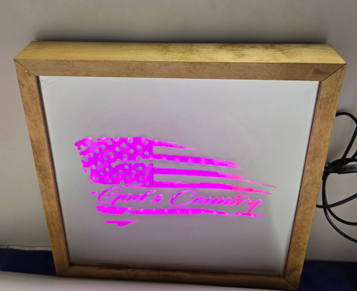 God's Country Flag Mirror Light Box