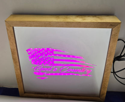 God's Country Flag Mirror Light Box