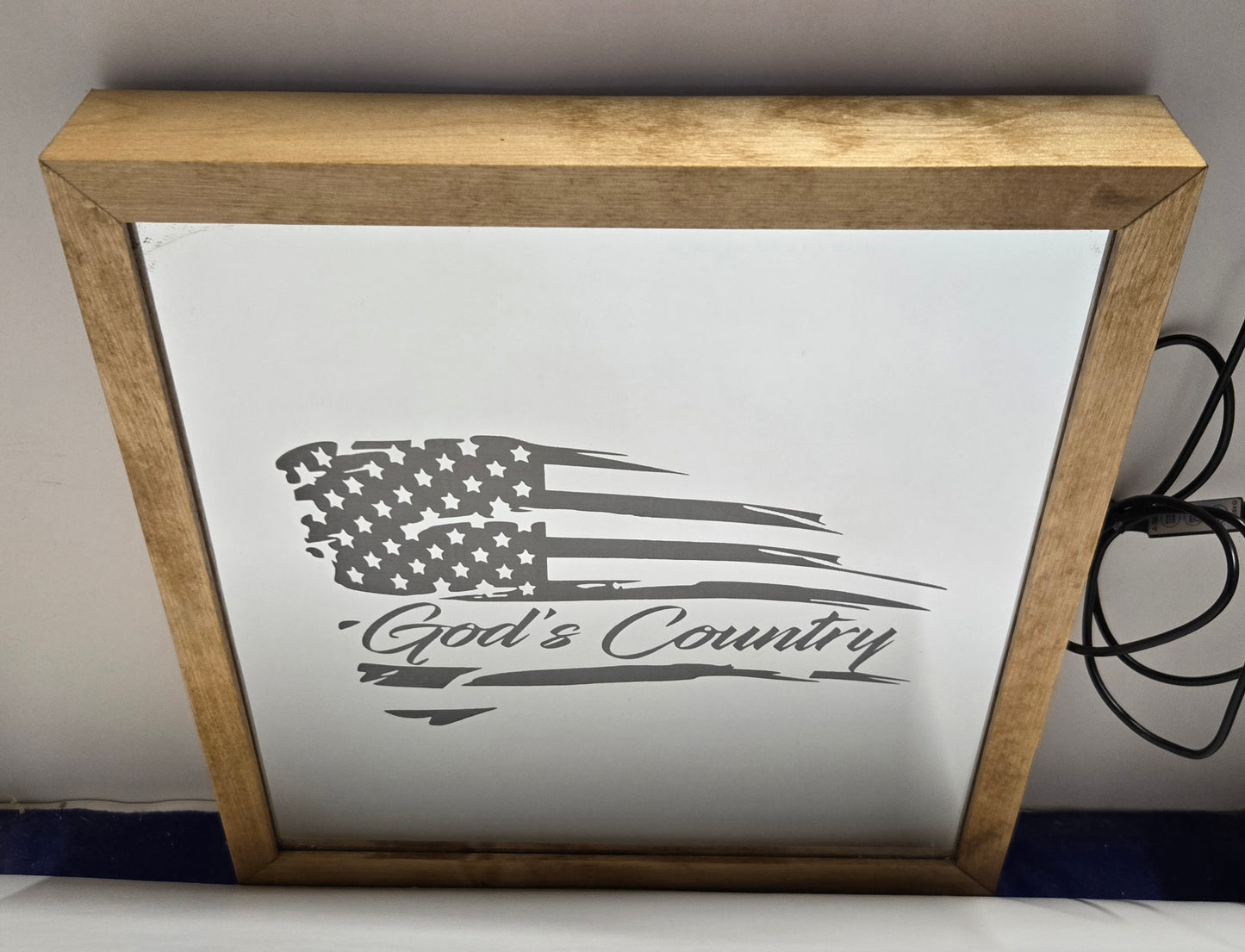 God's Country Flag Mirror Light Box