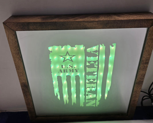 Army Veteran Flag Mirror Light Box