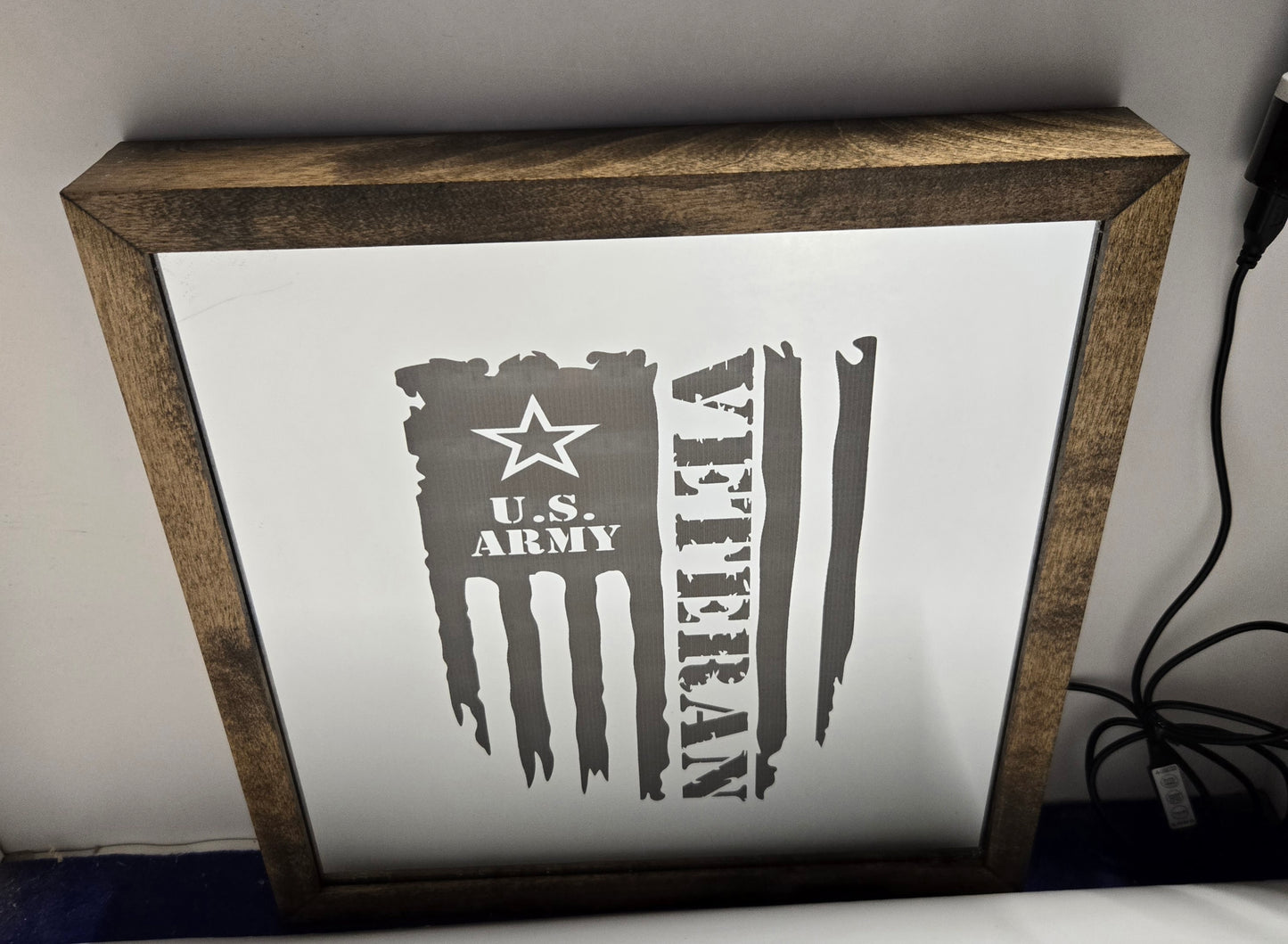 Army Veteran Flag Mirror Light Box