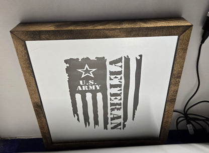 Army Veteran Flag Mirror Light Box