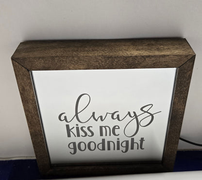 Always Kiss Me Goodnight Mirror Light Box