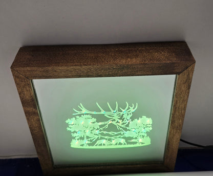 Elk with Mountains Mirror Light Box
