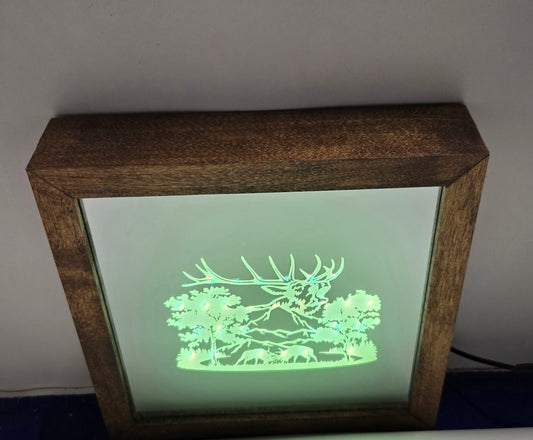 Elk with Mountains Mirror Light Box