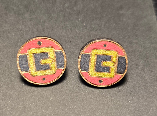 Wood Stud Earrings-Santa Suit