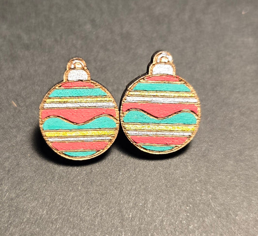 Wood Stud Earrings- Ornaments