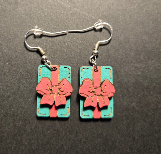 Wood Dangle Earrings- Present